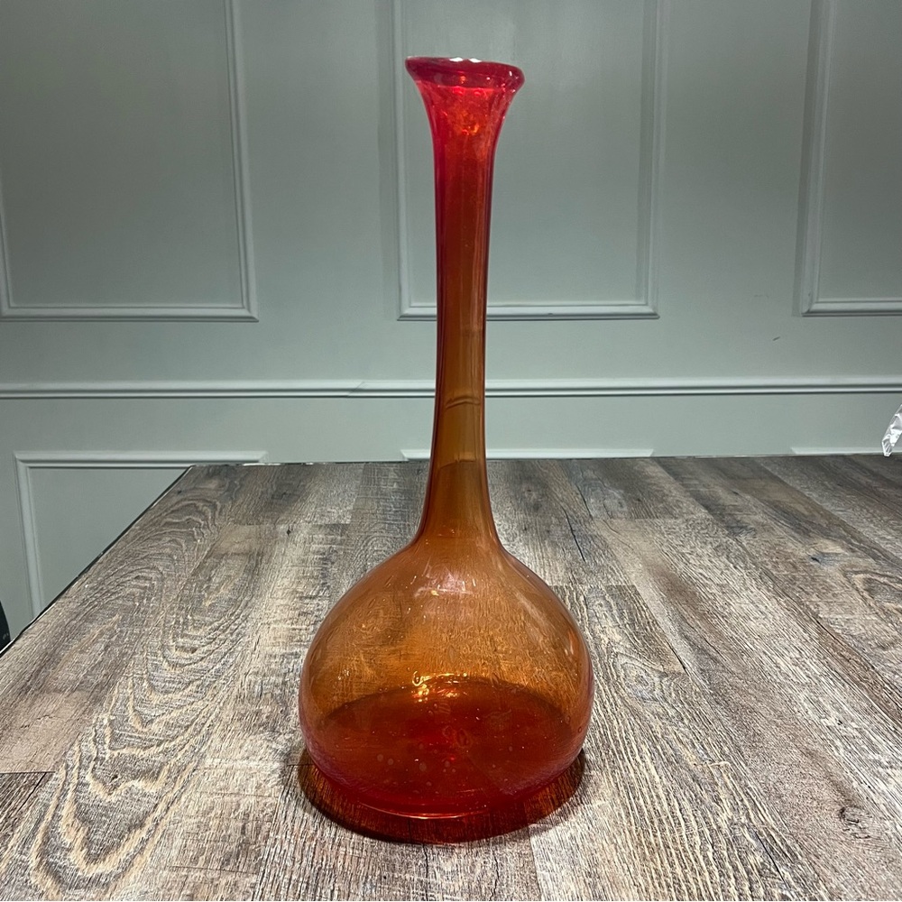 Vintage MCM Red‎ & Orange  Vase 18” Tall